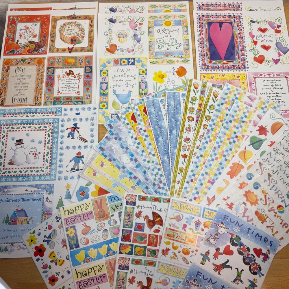 Kathy Davis Seasonal Holiday Sticker 38 Sheets Lot‎ Christmas Bright Colors